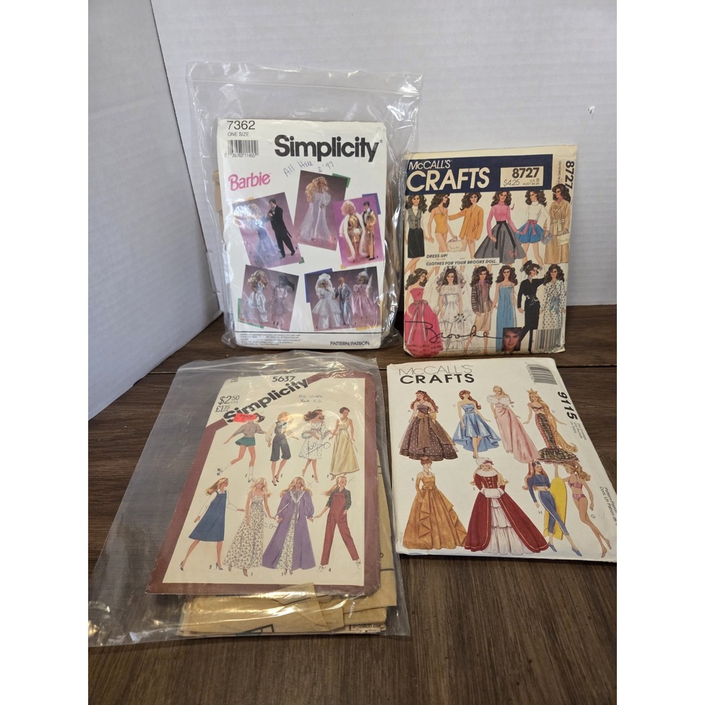 Barbie And Brooke Shields Doll Clothes Patterns, Vintage Simplicity And Mccalls